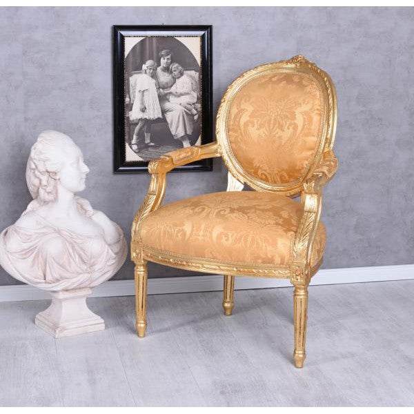 Königlicher Medaillon Sessel Barockstil Gold - Palo24