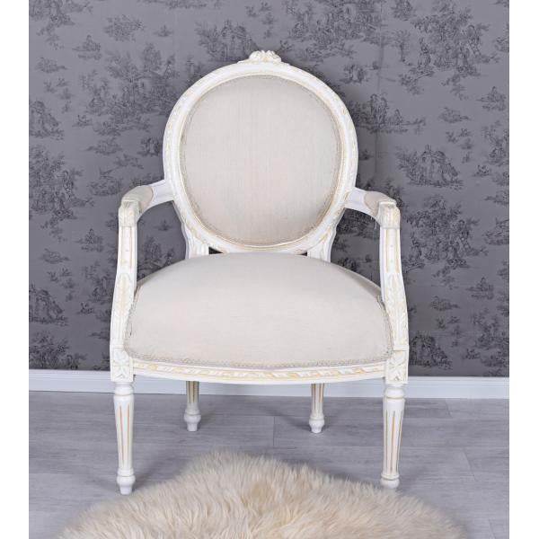 KÖNIGLICHER MEDAILLON SESSEL BAROCKSTIL WEISS - Palo24