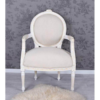 KÖNIGLICHER MEDAILLON SESSEL BAROCKSTIL WEISS - Palo24