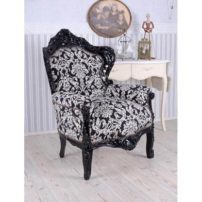 XXL SESSEL BAROCK SCHWARZ WEISS - Palo24