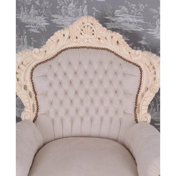 XXL SESSEL BAROCK CREME-WEISS HELLGRAU - Palo24