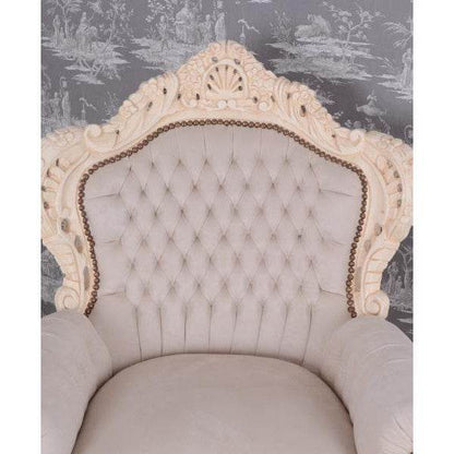 XXL SESSEL BAROCK CREME-WEISS HELLGRAU - Palo24