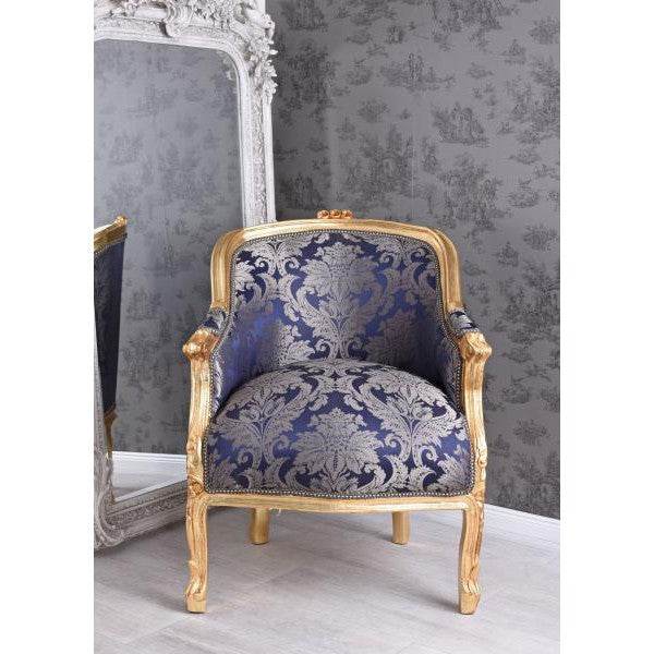 BERGERE EN CONFESSIONAL BAROCK SESSEL BLAU BLUMEN - Palo24