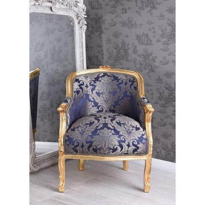 BERGERE EN CONFESSIONAL BAROCK SESSEL BLAU BLUMEN - Palo24