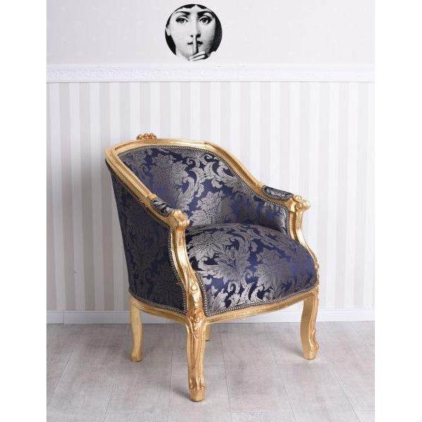 BERGERE EN CONFESSIONAL BAROCK SESSEL BLAU BLUMEN - Palo24