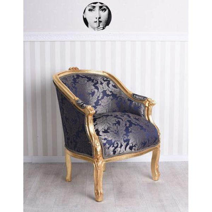 BERGERE EN CONFESSIONAL BAROCK SESSEL BLAU BLUMEN - Palo24