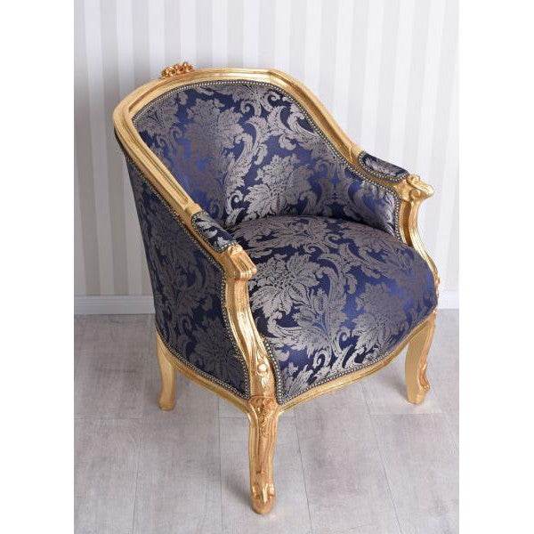 BERGERE EN CONFESSIONAL BAROCK SESSEL BLAU BLUMEN - Palo24