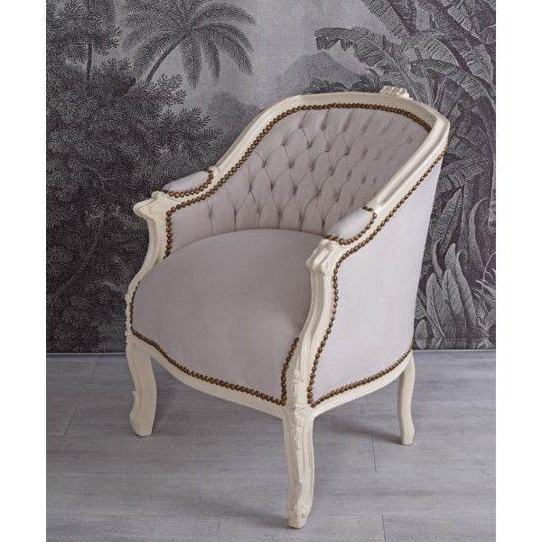 BERGERE EN CONFESSIONAL BAROCK SESSEL CREME-WEISS HELLGRAU - Palo24