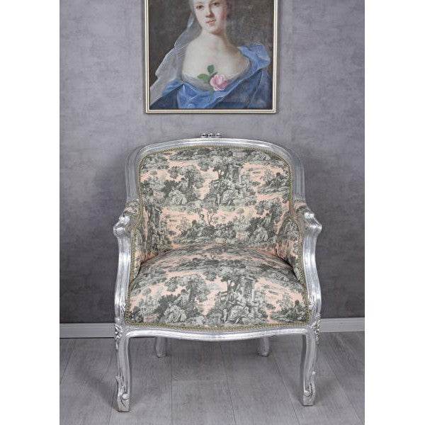 BERGERE EN CONFESSIONAL BAROCK SESSEL SILBER ROCOCO ROSA - Palo24
