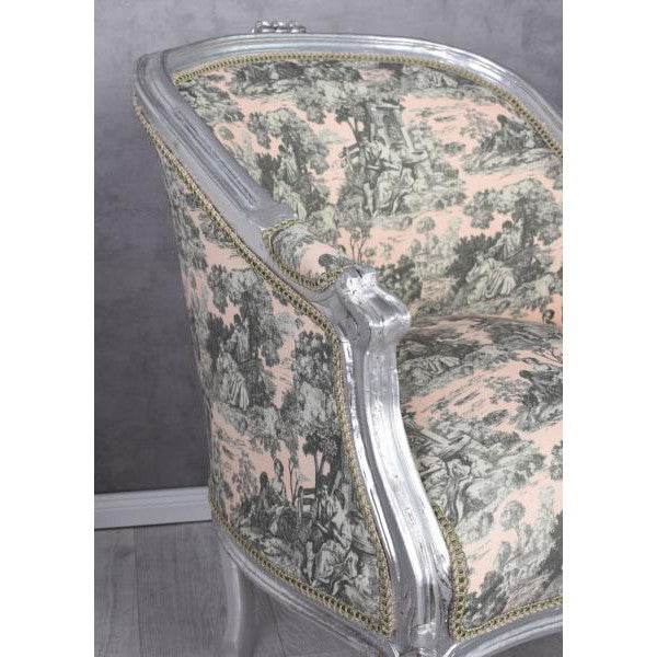 BERGERE EN CONFESSIONAL BAROCK SESSEL SILBER ROCOCO ROSA - Palo24