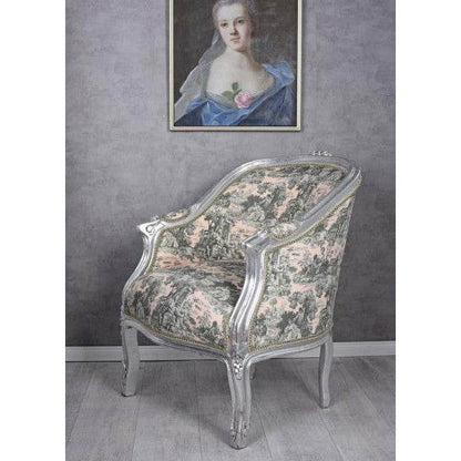 BERGERE EN CONFESSIONAL BAROCK SESSEL SILBER ROCOCO ROSA - Palo24