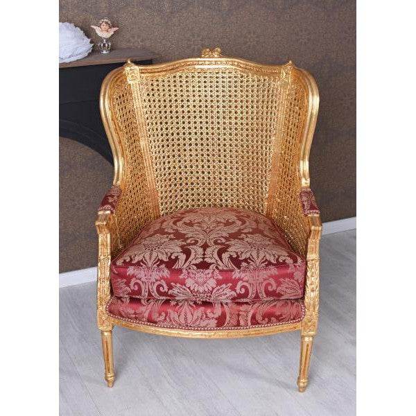 ELEGANTER OHRENSESSEL IM BAROCK STIL GOLD ROT - Palo24