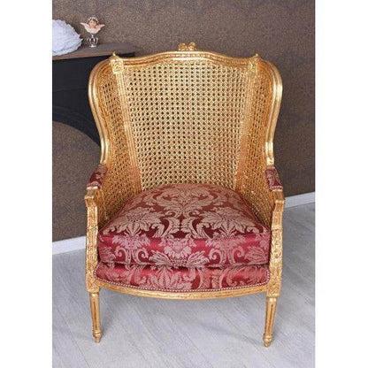 ELEGANTER OHRENSESSEL IM BAROCK STIL GOLD ROT - Palo24