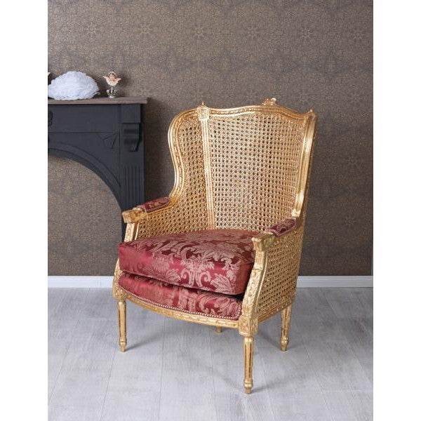 ELEGANTER OHRENSESSEL IM BAROCK STIL GOLD ROT - Palo24