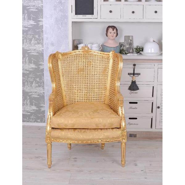 ELEGANTER OHRENSESSEL IM BAROCK STIL GOLD - Palo24