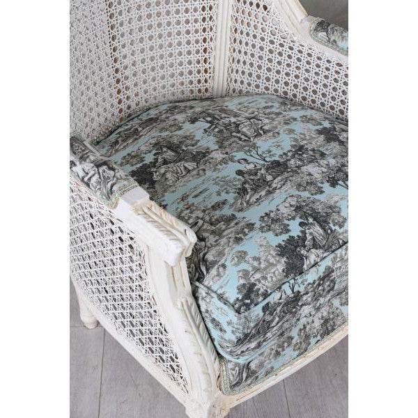 ELEGANTER OHRENSESSEL IM BAROCK STIL WEISS ROCOCO BLAU - Palo24