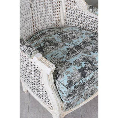 ELEGANTER OHRENSESSEL IM BAROCK STIL WEISS ROCOCO BLAU - Palo24
