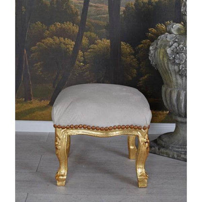 FUSSSCHEMEL BAROCK FUSSHOCKER ANTIK GOLD HELLGRAU - Palo24
