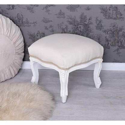 FUSSSCHEMEL BAROCK HOCKER FUSSHOCKER FUSSBANK ANTIK WEISS - Palo24