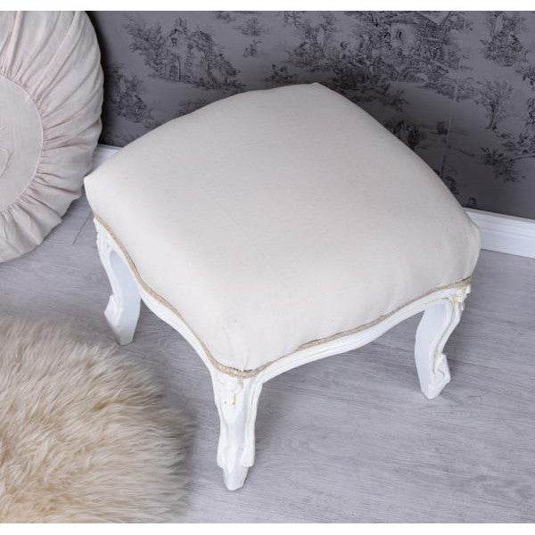 FUSSSCHEMEL BAROCK HOCKER FUSSHOCKER FUSSBANK ANTIK WEISS - Palo24