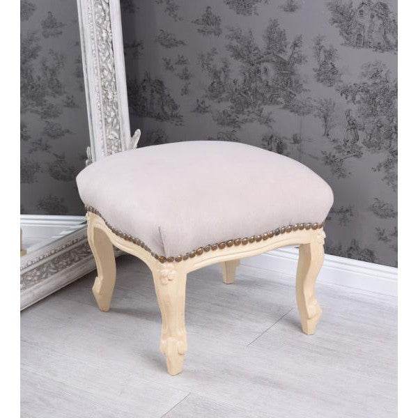 FUSSSCHEMEL BAROCK FUSSHOCKER ANTIK CREME-WEISS HELLGRAU - Palo24