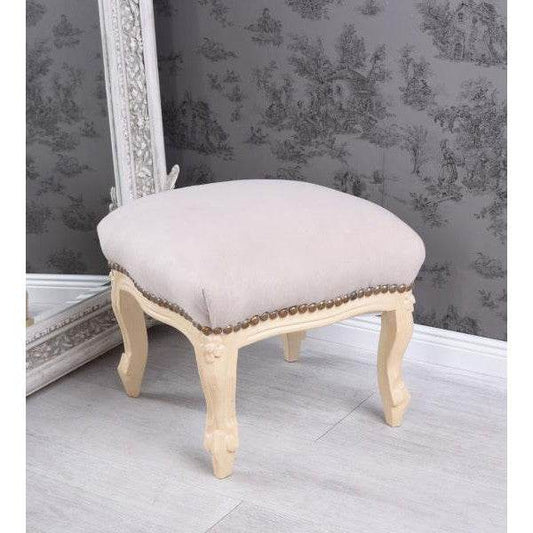 FUSSSCHEMEL BAROCK FUSSHOCKER ANTIK CREME-WEISS HELLGRAU - Palo24