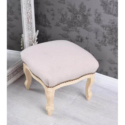 FUSSSCHEMEL BAROCK FUSSHOCKER ANTIK CREME-WEISS HELLGRAU - Palo24