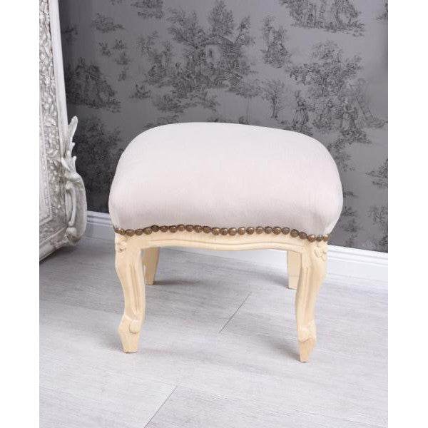 FUSSSCHEMEL BAROCK FUSSHOCKER ANTIK CREME-WEISS HELLGRAU - Palo24