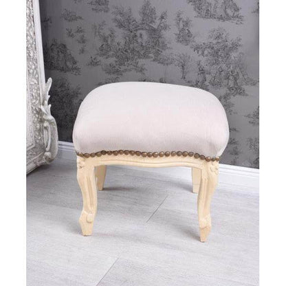 FUSSSCHEMEL BAROCK FUSSHOCKER ANTIK CREME-WEISS HELLGRAU - Palo24