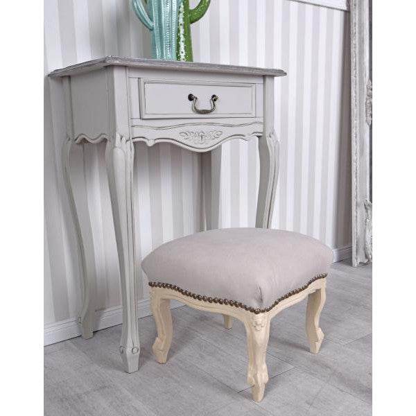 FUSSSCHEMEL BAROCK FUSSHOCKER ANTIK CREME-WEISS HELLGRAU - Palo24