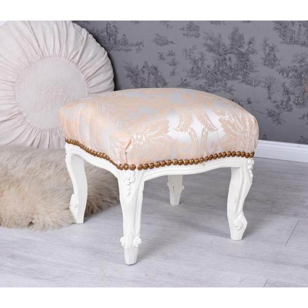 FUSSSCHEMEL BAROCK FUSSHOCKER ANTIK CREME-WEISS SILBER-GOLD - Palo24