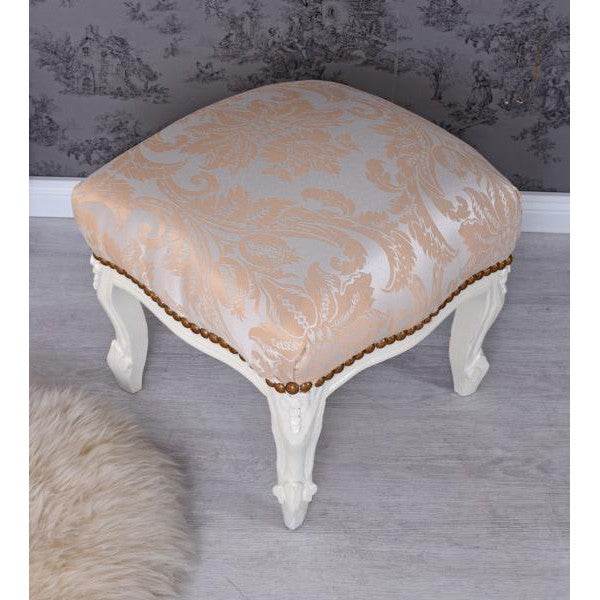 FUSSSCHEMEL BAROCK FUSSHOCKER ANTIK CREME-WEISS SILBER-GOLD - Palo24