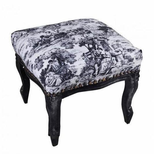 FUSSSCHEMEL BAROCK FUSSHOCKER FUSSBANK ANTIK SCHWARZ DUNKELGRAU - Palo24