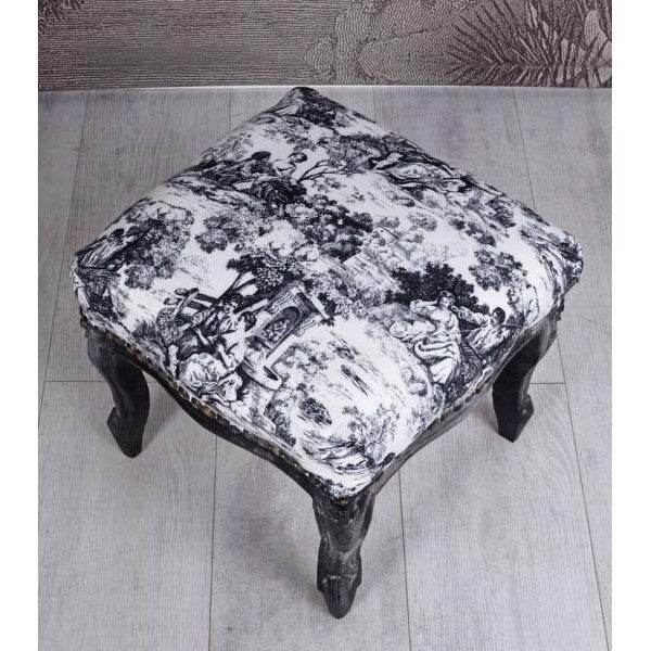 FUSSSCHEMEL BAROCK FUSSHOCKER FUSSBANK ANTIK SCHWARZ DUNKELGRAU - Palo24