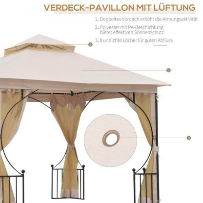 Gartenpavillon Partyzelt Festzelt Doppeldach 3x3m - Palo24