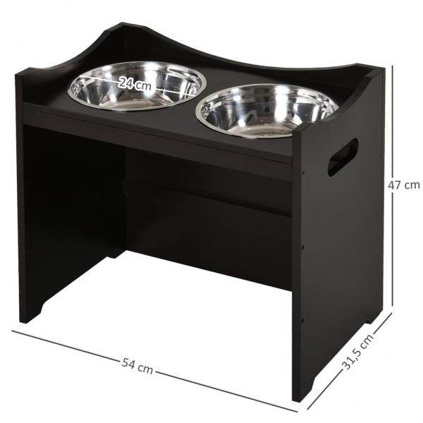 Fressnapf Hund höhenverstellbar Futterstation MDF Edelstahl Dunkelbraun - Palo24