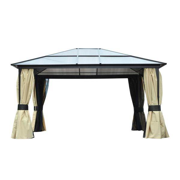 Pavillon Garten Luxus 4,3 x 3,6 m Braun Schwarz - Palo24