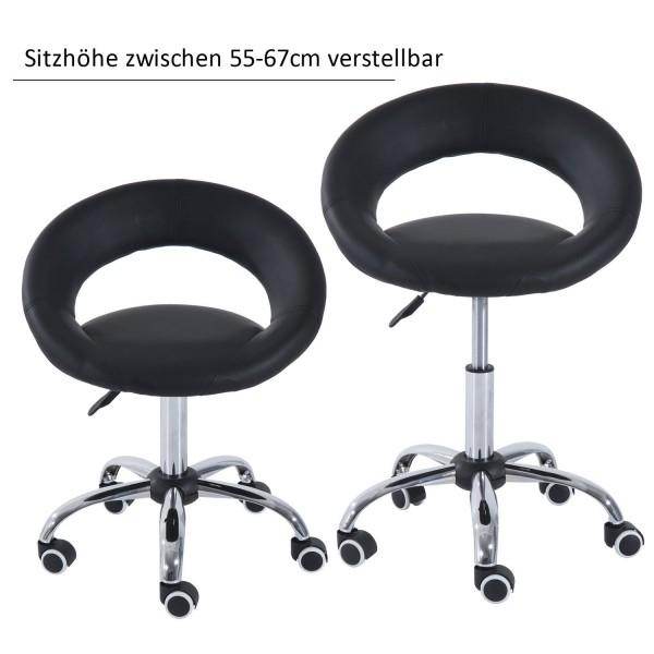 Arbeitshocker Rollhocker höhenverstellbar Schwarz - Palo24