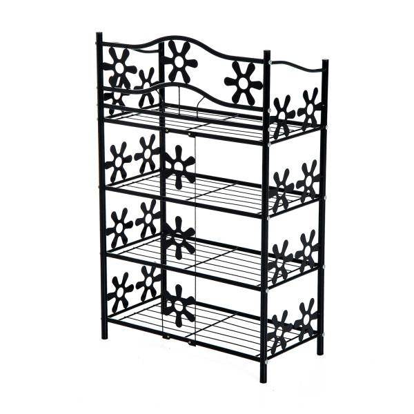 Pflanzenregal Blumenregal Pflanzentreppe Standregal Ständer 4 Etagen Metall Schwarz 59,5 x 30 x 92 cm - Palo24