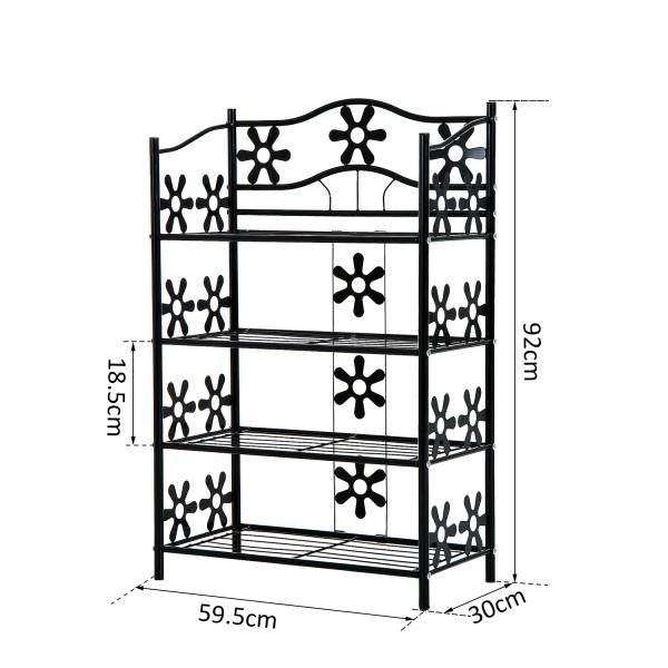 Pflanzenregal Blumenregal Pflanzentreppe Standregal Ständer 4 Etagen Metall Schwarz 59,5 x 30 x 92 cm - Palo24