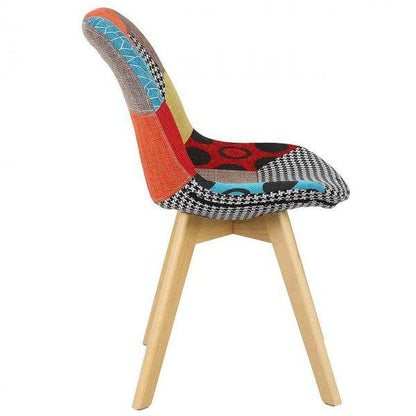 Esszimmerstuhl aus Holz mit Leinenbezug Modell Lisa mehrfarbig - Palo24