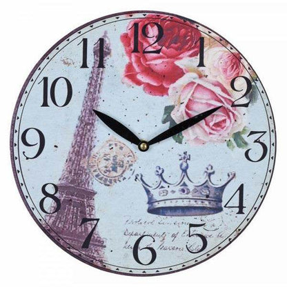 WANDUHR PARIS RUND KÜCHENUHR HÄNGEUHR EIFFELTURM DEKOUHR - Palo24