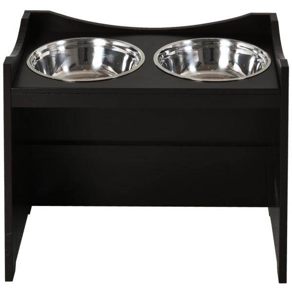Fressnapf Hund höhenverstellbar Futterstation MDF Edelstahl Dunkelbraun - Palo24