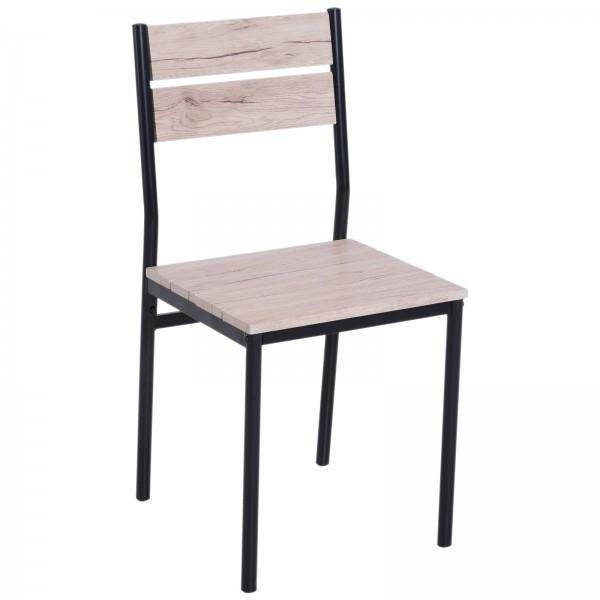 3-teilige Essgruppe Holztisch Naturholzoptik + Schwarz - Palo24