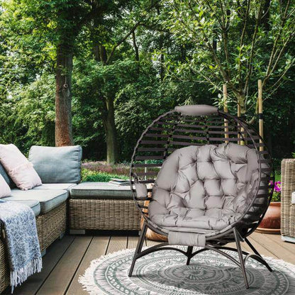 Papasansessel Loungesessel faltbar Korb-Stuhl oval Sandbraun - Palo24