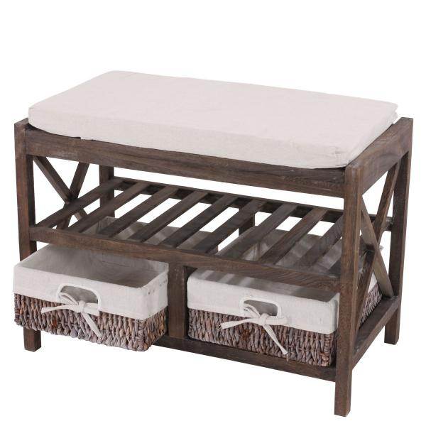 Schuhregal Sitzbank Schuhablage, Shabby-Look Vintage 45x65x34cm braun - Palo24