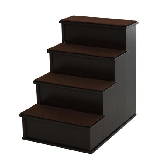 Katzentreppe Haustiertreppe mit Teppich Hundetreppe Dunkelbraun - Palo24
