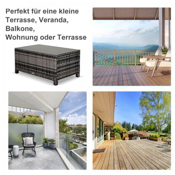 Beistelltisch Gartentisch Balkontisch Polyrattan Grau - Palo24