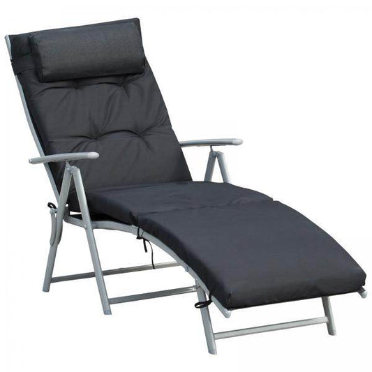 Sonnenliege Strandliege Gartenliege 7-stufig Verstellbar Klappbar Metall Schwarz - Palo24