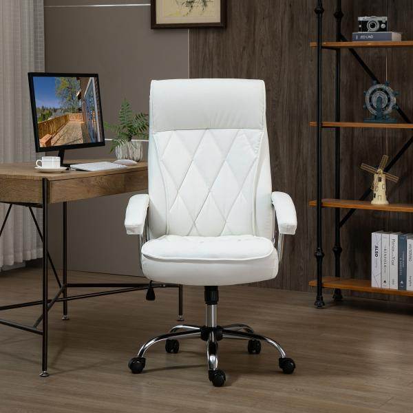Bürostuhl Drehstuhl mit Wippenfunktion modern PU-Leder Weiss - Palo24